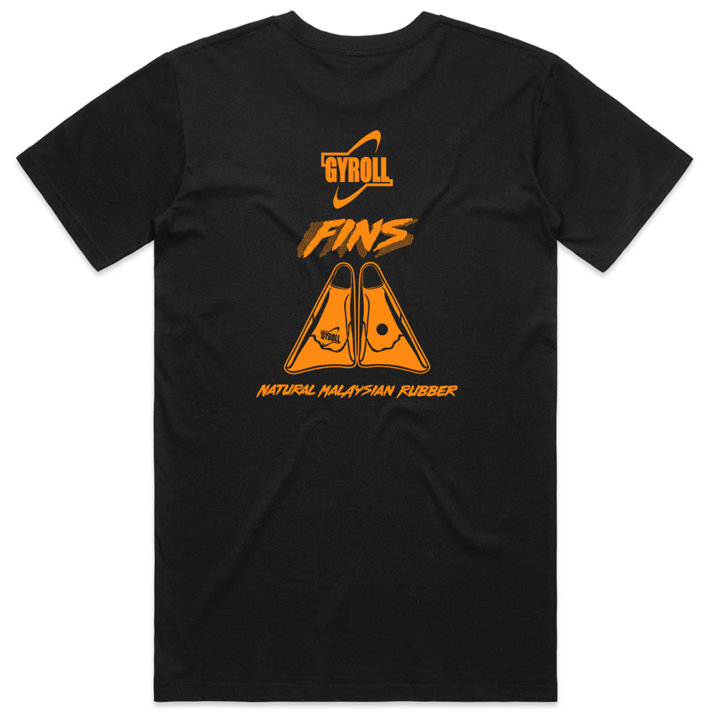 GYROLL FIN TEE - BLACK ORANGE - D5 BODYBOARD SHOP