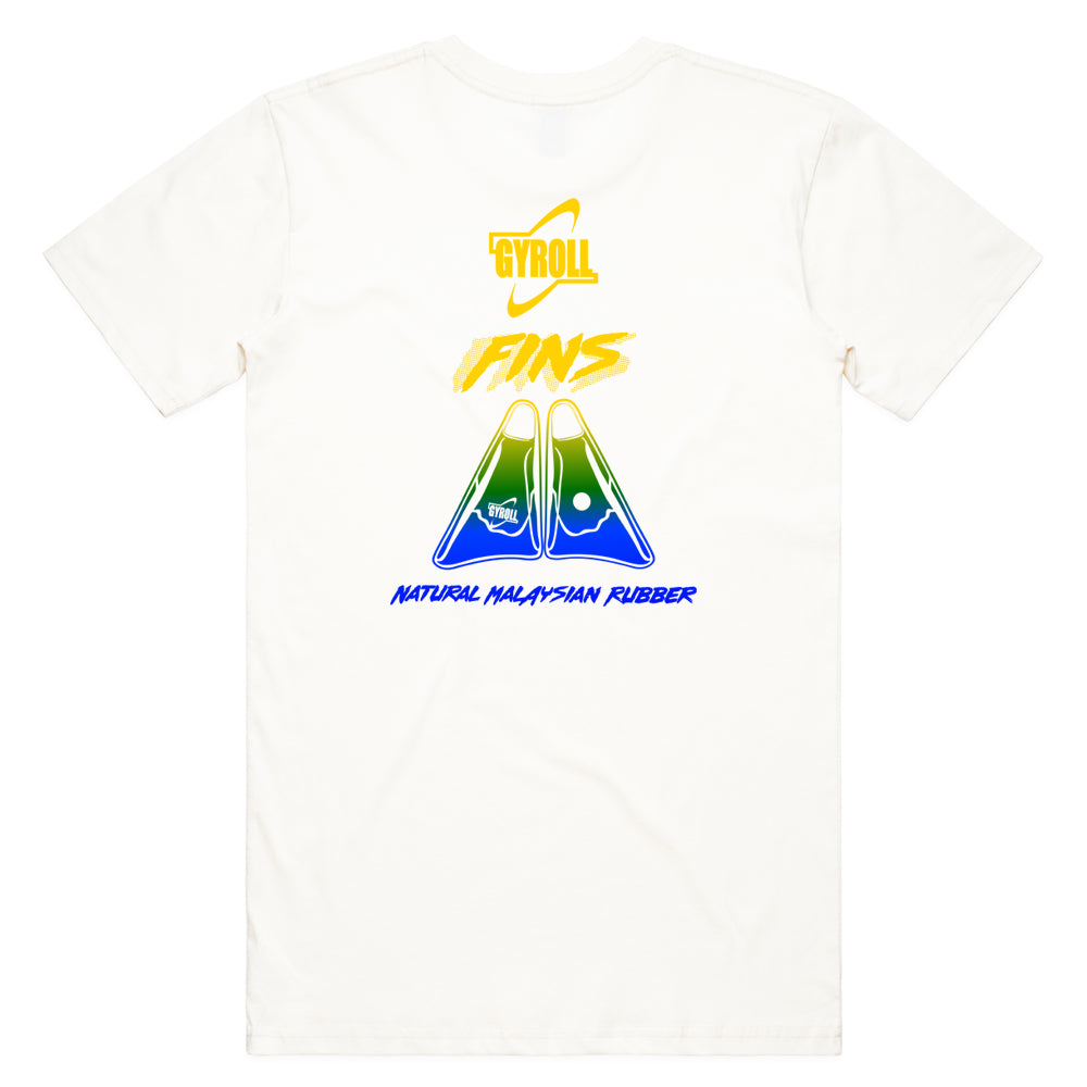 GYROLL FINS TEE - WHITE FADE - D5 BODYBOARD SHOP