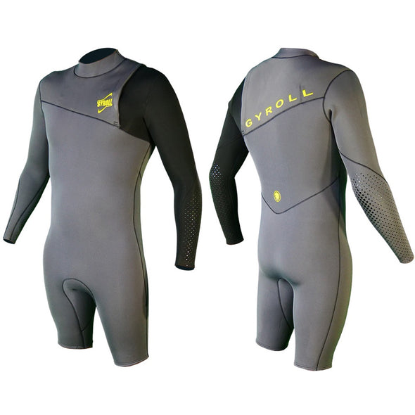 GYROLL PRIMUS 2:2 ZIPPERLESS LONG ARM SPRING SUIT - GUNMETAL BLACK S22/23 - D5 BODYBOARD SHOP